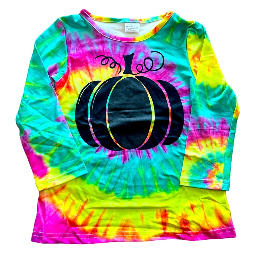 5T tie dye pumpkin long sleeve top